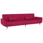 Vidaxl canap� - lit � 2 places et deux oreillers rouge bordeaux velours