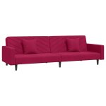 Vidaxl canap� - lit � 2 places et deux oreillers rouge bordeaux velours