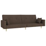 Vidaxl canap� - lit � 2 places avec deux oreillers taupe tissu