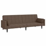 Vidaxl canap - lit  2 places avec deux oreillers taupe tissu