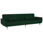 Vidaxl canap� - lit � 2 places avec deux oreillers vert fonc� velours