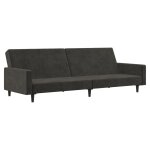 Vidaxl canap� - lit � 2 places gris fonc� velours