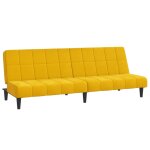 Vidaxl canap - lit 2 places jaune velours