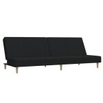 Vidaxl canap� - lit � 2 places noir tissu