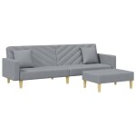 Vidaxl canap - lit  2 places avec oreillers et repose - pied gris clair