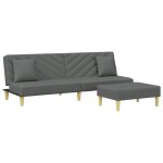 Vidaxl canap - lit  2 places avec oreillers et repose - pied gris fonc