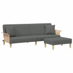 Vidaxl canap� - lit � 2 places avec oreillers et repose - pied gris fonc�