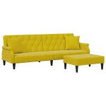 Vidaxl canap - lit  2 places et oreillers et repose - pied jaune velours