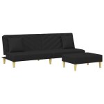 Vidaxl canapé - lit à 2 places et oreillers et repose - pied noir tissu Vidaxl canapé - lit à 2 places et oreillers et repose - pied noir tissu