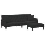 Vidaxl canapé - lit à 2 places et oreillers et repose - pied noir velours Vidaxl canapé - lit à 2 places et oreillers et repose - pied noir velours