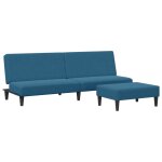 Vidaxl canap - lit  2 places avec repose - pied bleu velours