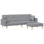 Vidaxl canap - lit  2 places avec repose - pied gris clair tissu