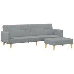 Vidaxl canapé - lit à 2 places avec repose - pied gris clair tissu Vidaxl canapé - lit à 2 places avec repose - pied gris clair tissu