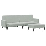 Vidaxl canapé - lit à 2 places avec repose - pied gris clair velours Vidaxl canapé - lit à 2 places avec repose - pied gris clair velours
