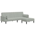 Vidaxl canap - lit  2 places avec repose - pied gris clair velours
