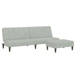 Vidaxl canap - lit  2 places avec repose - pied gris clair velours
