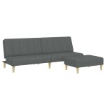 Vidaxl canap - lit  2 places avec repose - pied gris fonc tissu