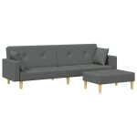 Vidaxl canapé - lit à 2 places avec repose - pied gris foncé tissu Vidaxl canapé - lit à 2 places avec repose - pied gris foncé tissu