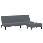 Vidaxl canapé - lit à 2 places avec repose - pied gris foncé velours Vidaxl canapé - lit à 2 places avec repose - pied gris foncé velours