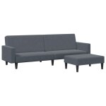 Vidaxl canap - lit  2 places avec repose - pied gris fonc velours