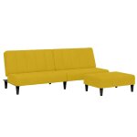 Vidaxl canap� - lit � 2 places avec repose - pied jaune velours