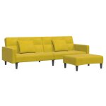 Vidaxl canap - lit  2 places avec repose - pied jaune velours