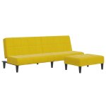 Vidaxl canap - lit  2 places avec repose - pied jaune velours