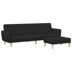 Vidaxl canapé - lit à 2 places avec repose - pied noir tissu Vidaxl canapé - lit à 2 places avec repose - pied noir tissu