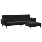 Vidaxl canap� - lit � 2 places avec repose - pied noir velours