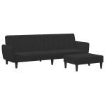 Vidaxl canap - lit  2 places avec repose - pied noir velours