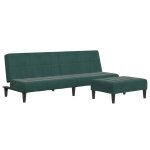 Vidaxl canapé - lit à 2 places avec repose - pied vert foncé velours Vidaxl canapé - lit à 2 places avec repose - pied vert foncé velours