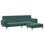 Vidaxl canap� - lit � 2 places avec repose - pied vert fonc� velours