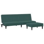 Vidaxl canap - lit  2 places avec repose - pied vert fonc velours