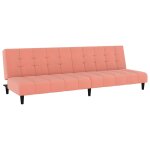 Vidaxl canap - lit  2 places rose velours