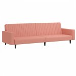 Vidaxl canap� - lit � 2 places rose velours