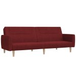 Vidaxl canap� - lit � 2 places rouge bordeaux tissu