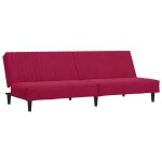 Vidaxl canap� - lit 2 places rouge bordeaux velours