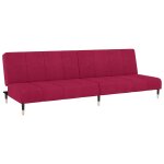 Vidaxl canap� - lit 2 places rouge bordeaux velours