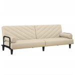 Vidaxl canap� - lit avec accoudoirs cr�me tissu