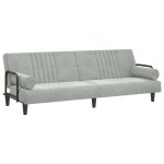 Vidaxl canap - lit avec accoudoirs gris clair velours
