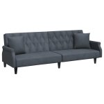 Vidaxl canap - lit avec accoudoirs gris fonc velours