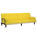 Vidaxl canap� - lit avec accoudoirs jaune clair tissu