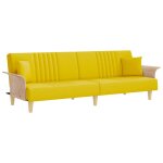 Vidaxl canap - lit avec accoudoirs jaune clair tissu