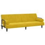 Vidaxl canap� - lit avec accoudoirs jaune velours