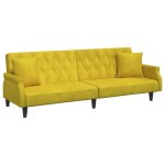Vidaxl canap - lit avec accoudoirs jaune velours
