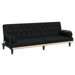 Vidaxl canap� - lit avec accoudoirs noir tissu