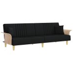 Vidaxl canap� - lit avec accoudoirs noir tissu
