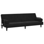 Vidaxl canapé - lit avec accoudoirs noir velours Vidaxl canapé - lit avec accoudoirs noir velours