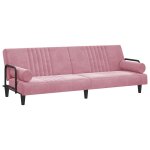 Vidaxl canap� - lit avec accoudoirs rose velours