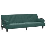 Vidaxl canap - lit avec accoudoirs vert fonc velours